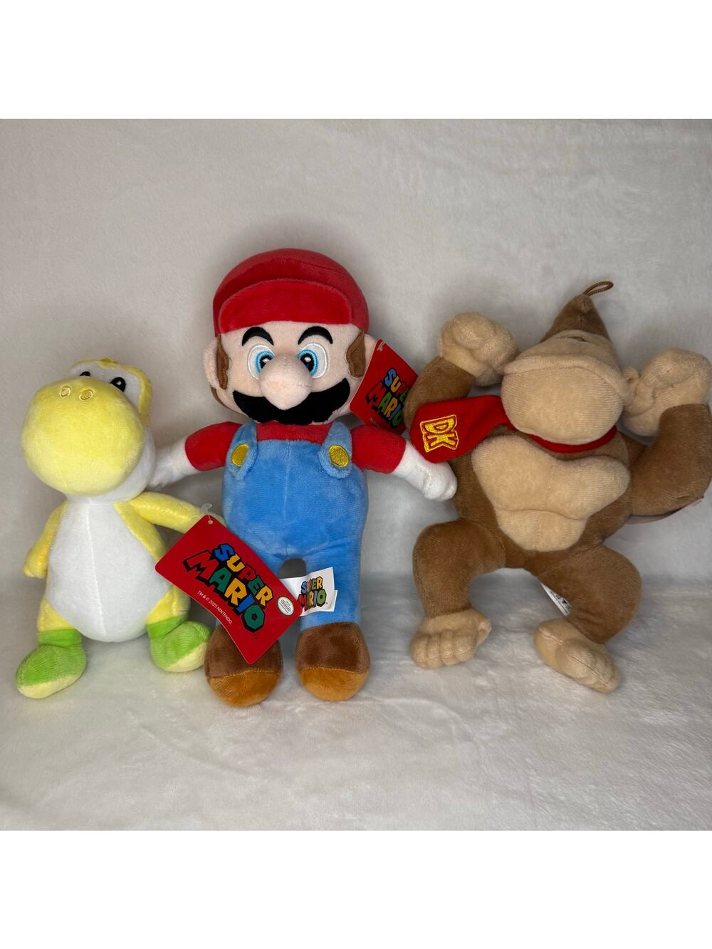 Super Mario Bundle Plush Mario Donkey Kong Yellow Yoshi 8-10"